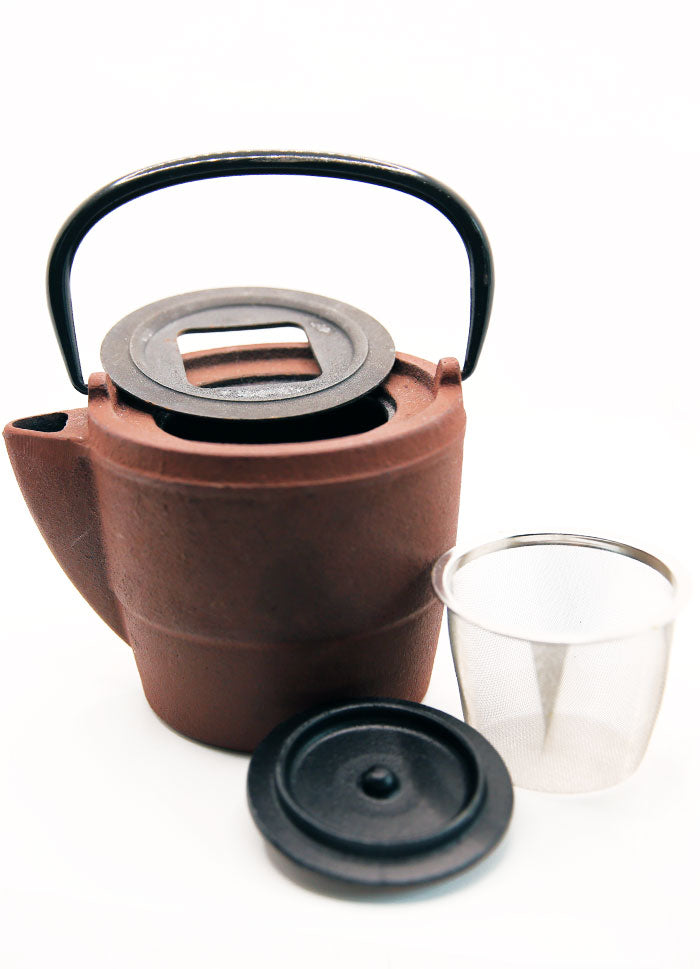JAPON - THÉIÈRE EN FONTE WABI SABI À LA TEINTE CHOCOLAT AVEC FILTRE INOX