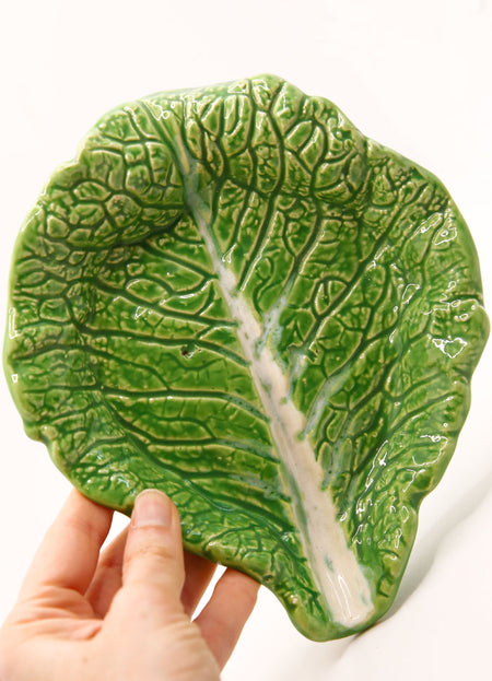 FRANCE - COUPELLE TROMPE L'OEIL FEUILLE DE CHOU EN BARBOTINE