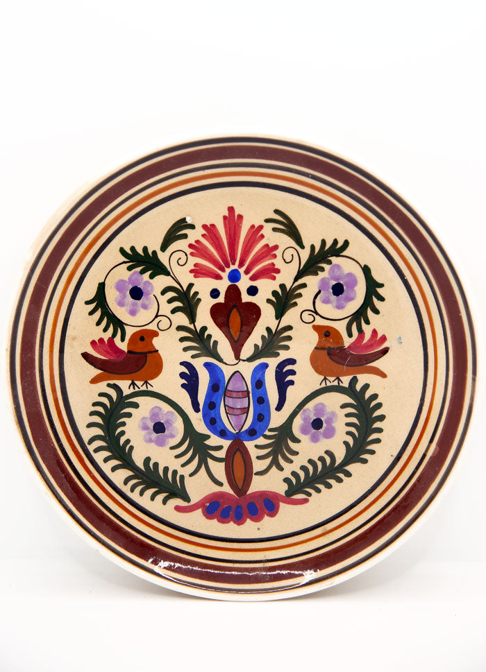 GRECE - ASSIETTE DÉCORATIVE AUX OISEAUX ET AUX FLEURS DE 1982