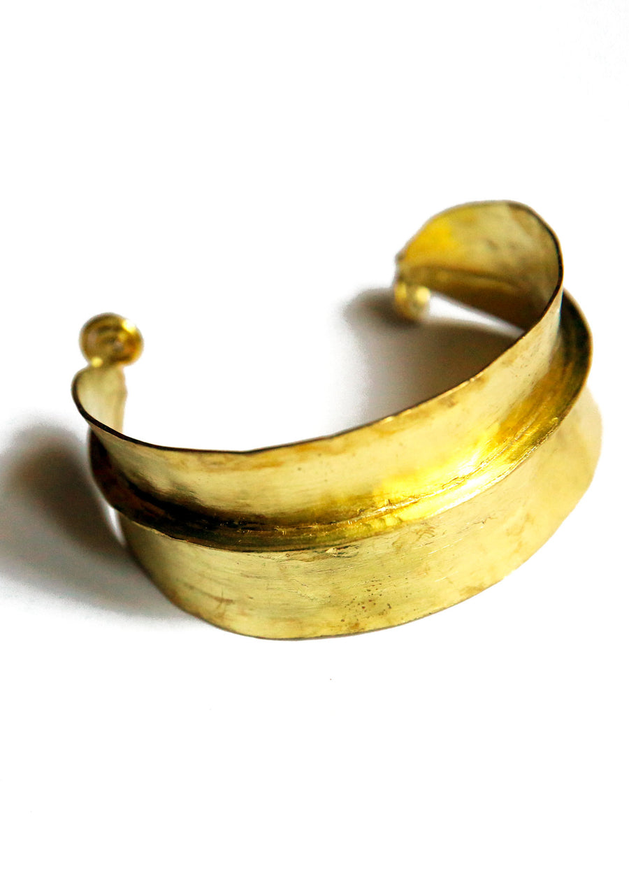 MALI - BRACELET MANCHETTE PEUL / FULANI OR AJUSTABLE