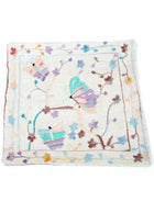PAKISTAN - COUSSIN EN LAINE BRODÉ DE PAPILLONS ET FLORAISONS PASTEL