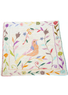 PAKISTAN - COUSSIN EN LAINE BRODÉ À L'OISEAU ET SES FLEURS MULTICOLORES