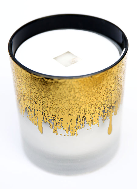 MAROC - BOUGIE EN VERRE OR (Oud, Thé vert ou Cuir)