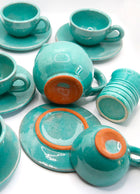 LOT DE 6 TASSES À CAFÉ TURQUOISE ET LEUR POT À LAIT