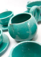 LOT DE 6 TASSES À CAFÉ TURQUOISE ET LEUR POT À LAIT