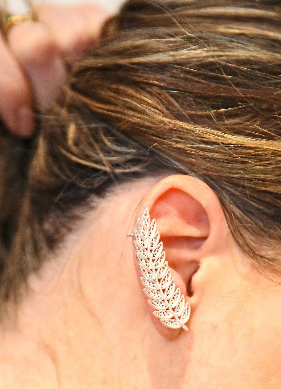 PEROU - BOUCLES D'OREILLES FEUILLES XXL EN ARGENT MASSIF