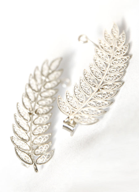 PEROU - BOUCLES D'OREILLES FEUILLES XXL EN ARGENT MASSIF