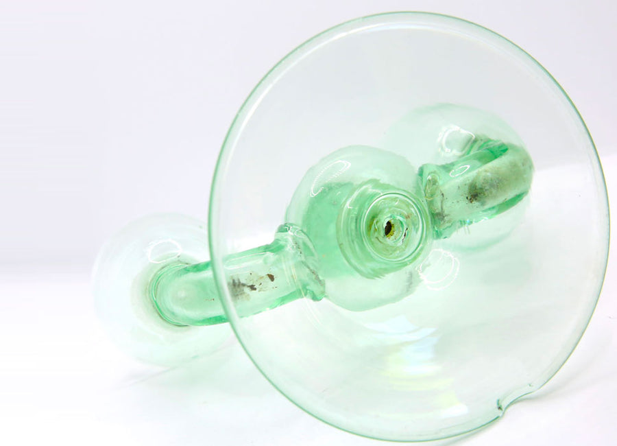 FRANCE - BOUGEOIR DOUBLE EN VERRE SOUFFLÉ VERT MENTHE ÉPOQUE ART DÉCO