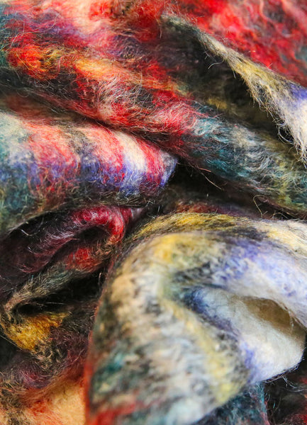 Couverture Voyage Laine Tartan Highland Tweeds Multicolore Pompons