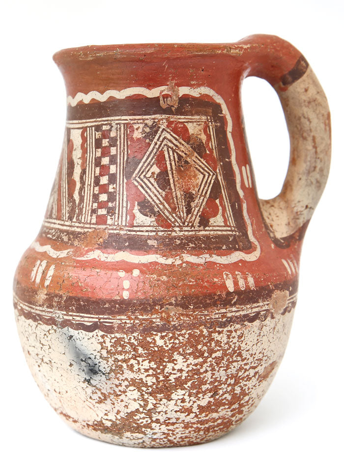ALGÉRIE - PICHET BERBÈRE ANCIEN EN ARGILE ROUGE DE KABYLIE