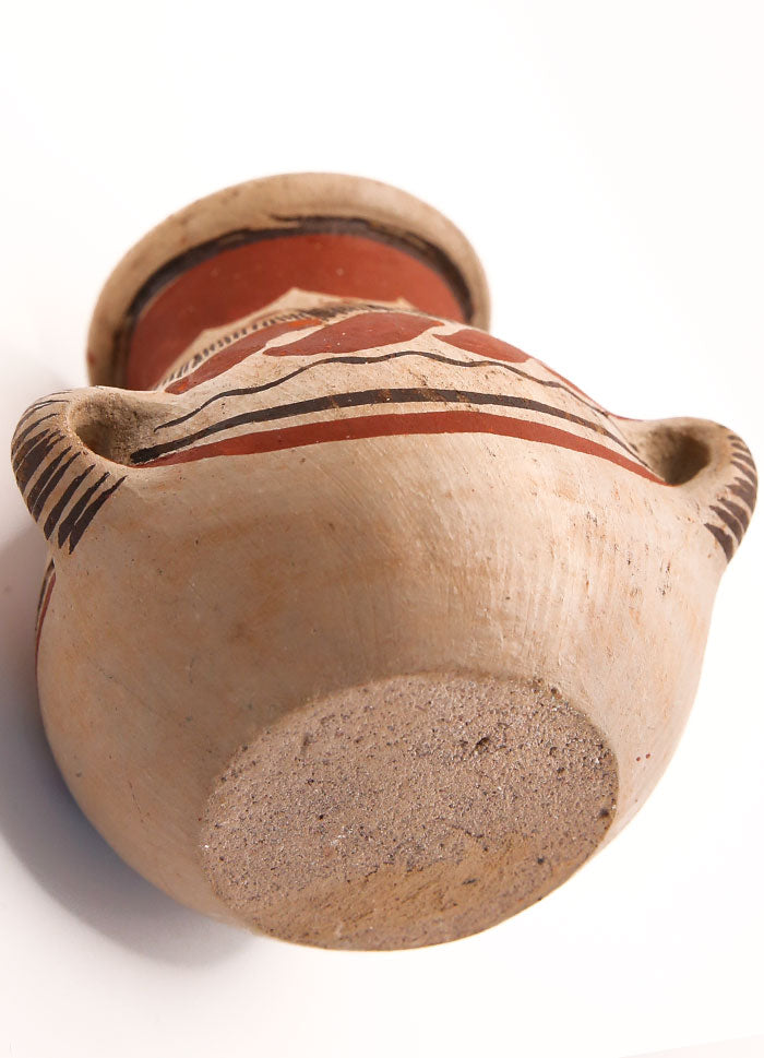 MEXIQUE - PETITE POTERIE GRISE À MOTIFS ROUGES ET NOIRS