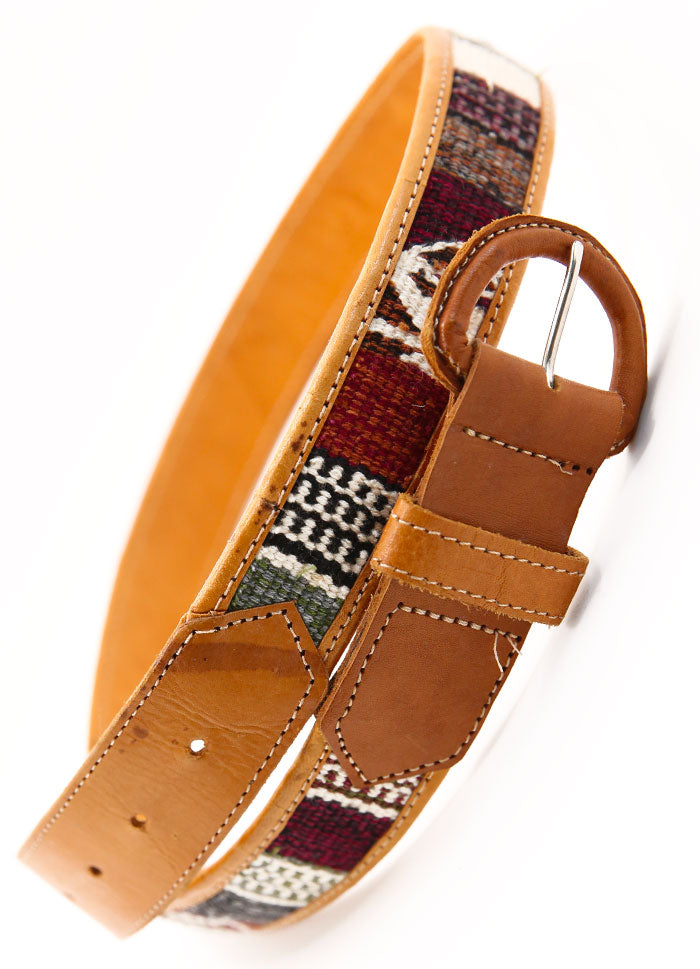 GUATEMALA CEINTURE VINTAGE EN CUIR ET COTON TISS LA MAIN