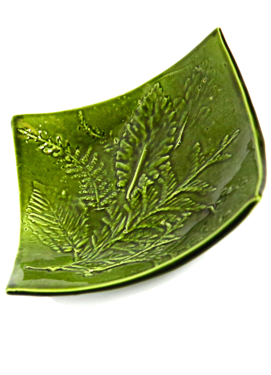 FRANCE - COUPE OU VIDE-POCHE VERT AUX FEUILLES ET FOUGÈRES (2 en stock)